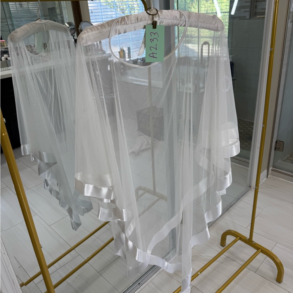 lingerie, Bikini Cover Elegant White Sheer poncho style cut Shawl  (A233)